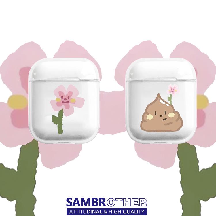 可爱花朵适用于Airpods3苹果Airpodspro2可爱情侣Airpods4卡通动漫透明Airpods1/2苹果耳机壳防摔全包保护壳