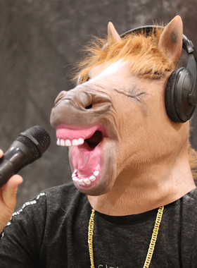 动物头套可爱鱼沙雕面具绿鱼马头哈士奇猩猩独角兽青蛙搞笑表演