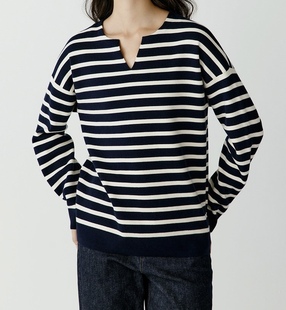 小禾同源 羊绒条纹针织套头衫