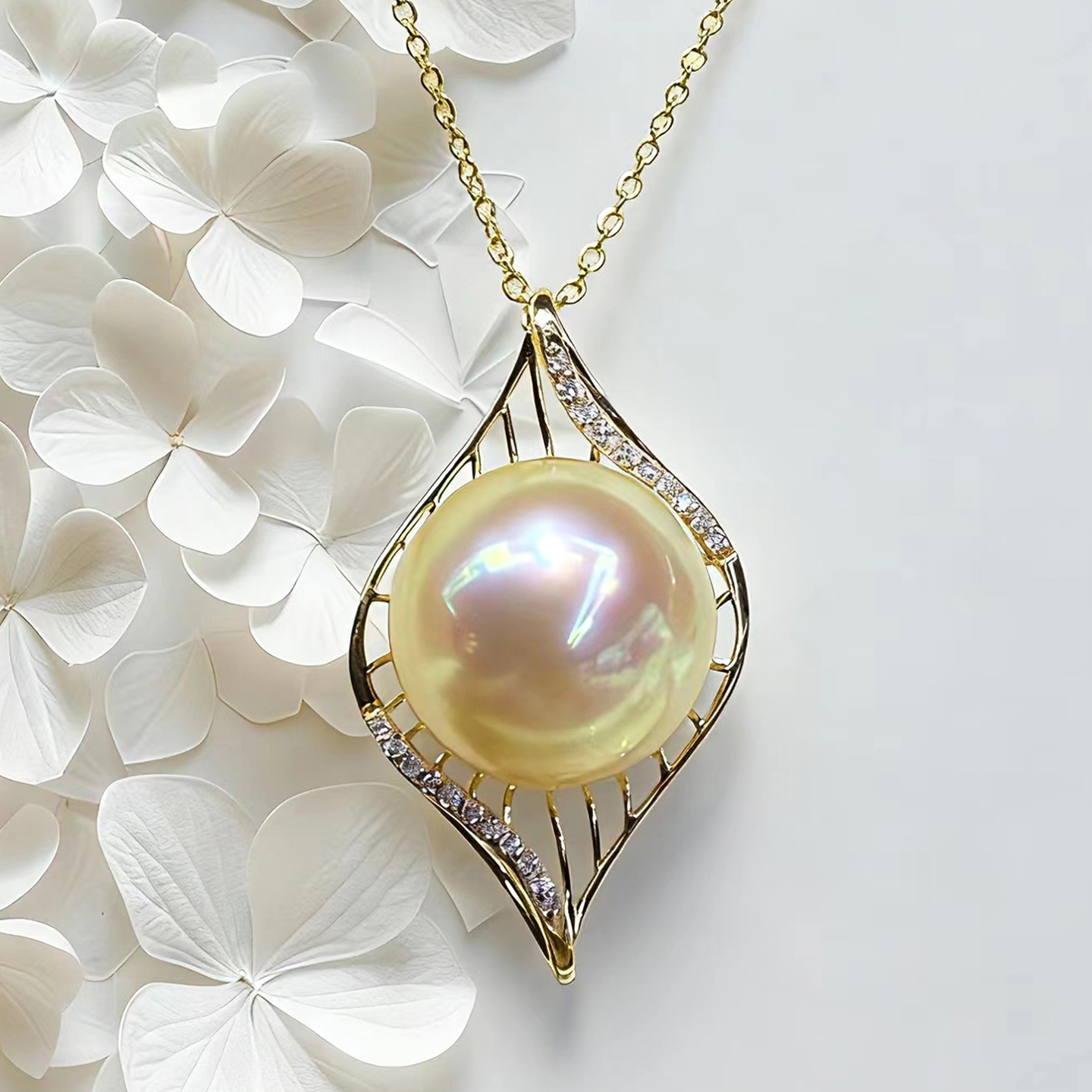 天然海水南洋金珠珍珠吊坠项链