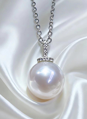 天然淡水爱迪生珍珠奶嘴扣吊坠正圆极强光媲美澳白海水珍珠项链女