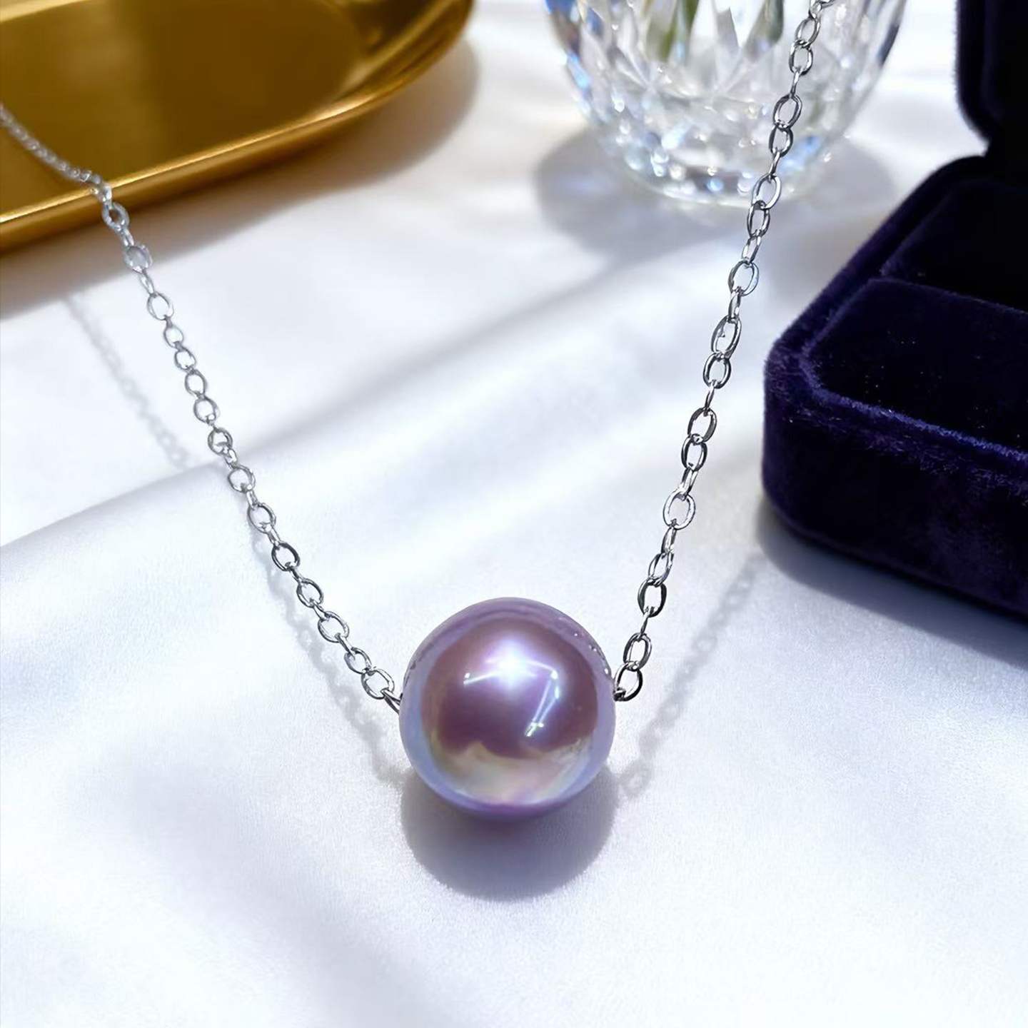 天然紫色淡水珍珠路路通吊坠