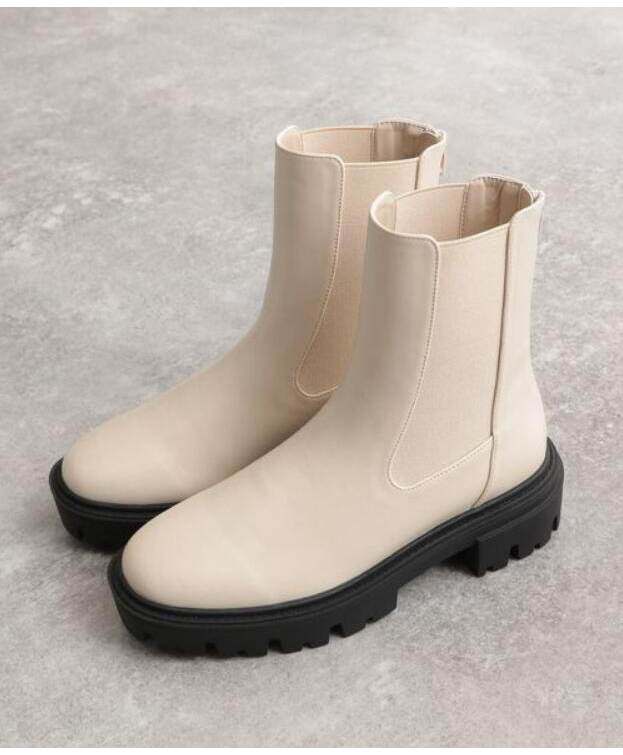 거대한 페디큐어  슬림하고 스타일리시하며 키가 큰 일본식 라운드 투 신축성 있는 첼시 부츠 굴뚝 부츠 슬림 부츠 여성 숏부츠