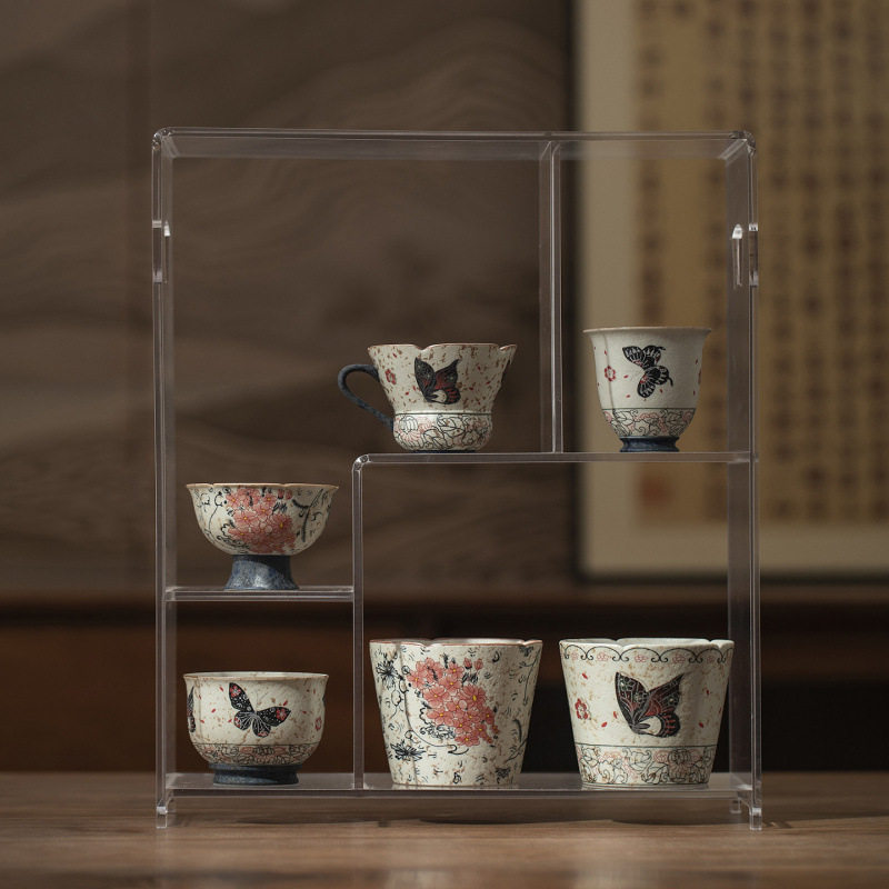 粗陶茶盏品茗杯套装中式复古陶瓷茶杯主人杯个人专用功夫茶具单杯