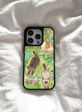 韩国ins风绿色猫咪苹果16手机壳磁吸华为pura70pro新款mate60pro小米15promax适用iphone13女12/11创意卡通套