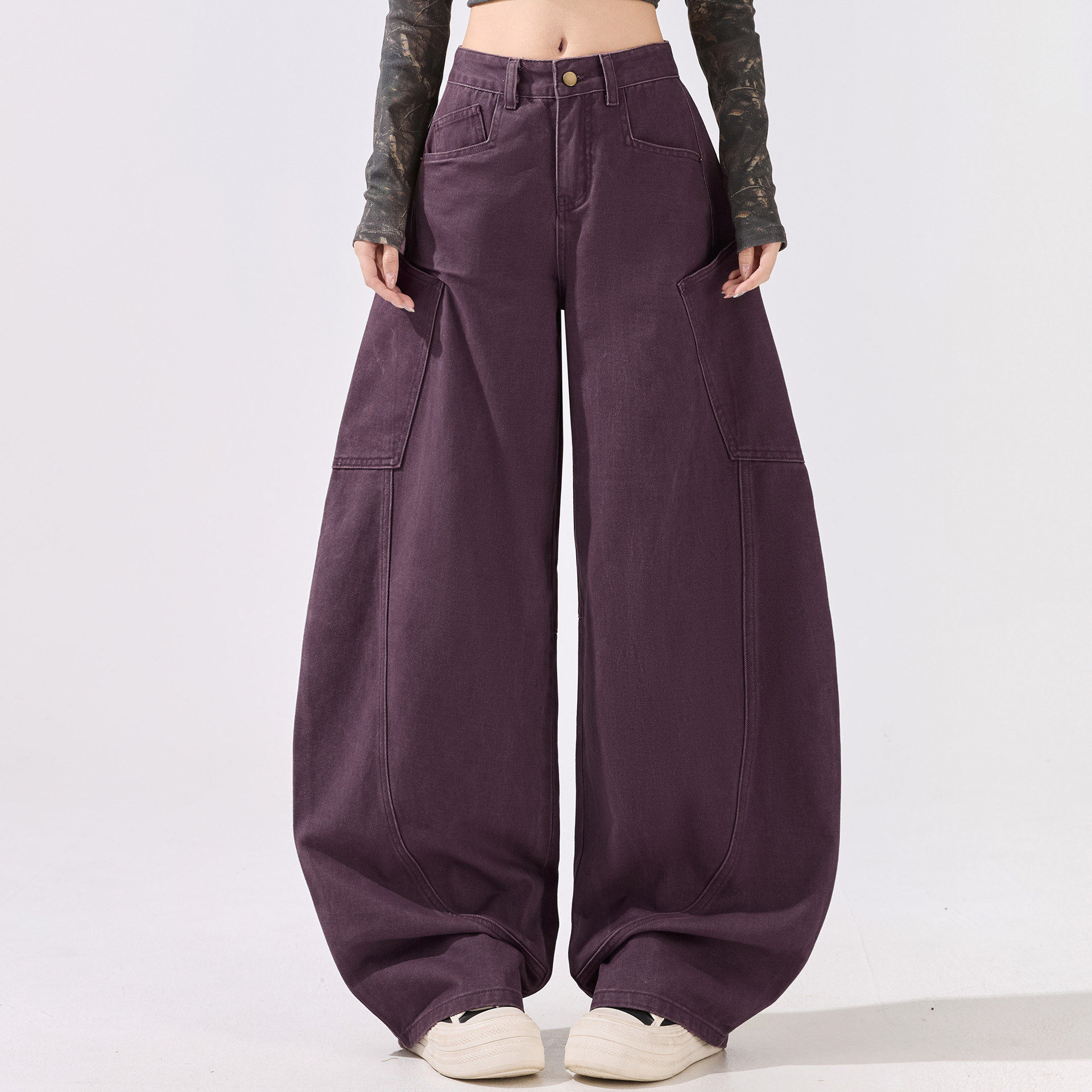 美式慵懒风弯刀牛仔裤女春夏新款设计感宽松垂感拖地阔腿镰刀长裤,女装/女士精品,牛仔裤,淘宝优惠券,粉丝福利购,淘宝优惠卷