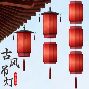 2025年景区餐饮店屋檐门头室外防水庭院吊灯中式竹编灯笼挂大门口