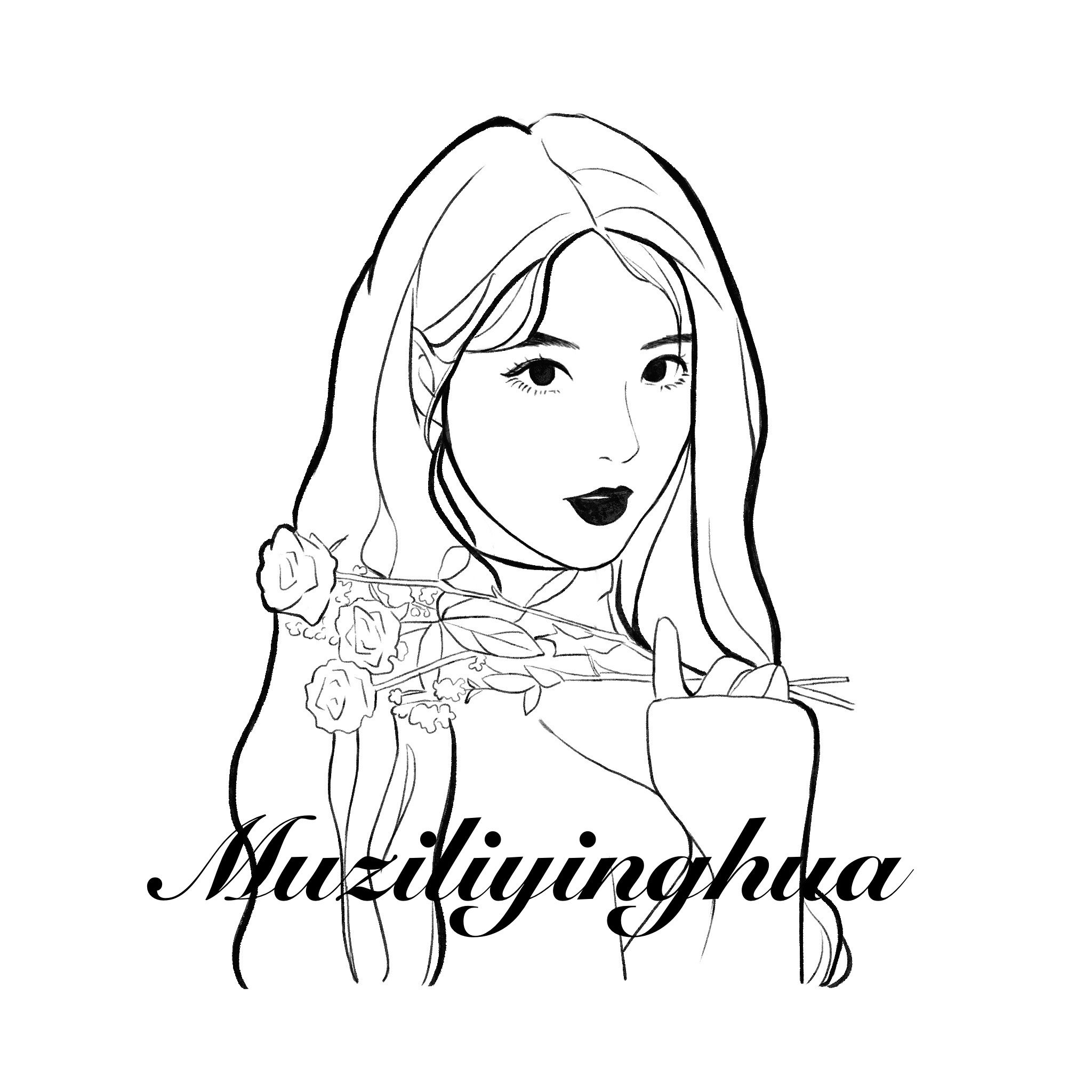 简笔画定制线稿风logo写实人物头像情侣婚礼照片定制头像设计