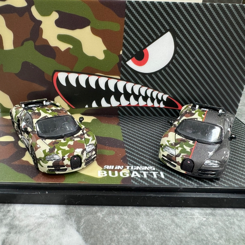 Mortal 1:64 布加迪威航威龙展览版警车迷彩开尾翼合金双模型玩具