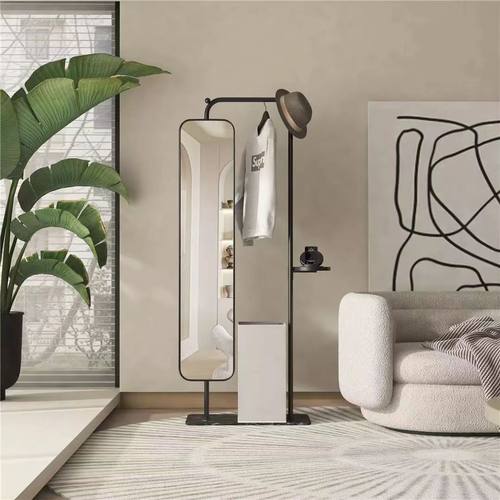穿衣镜一体收纳置物转角挂衣架旋转全身镜子可移动卧室落地衣帽架