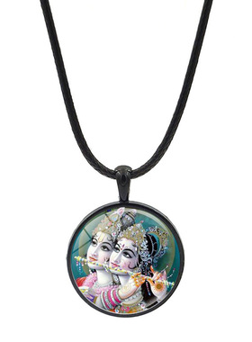 印度冥想Krishna Radha拉达和克里希纳项链瑜伽吊坠护身符