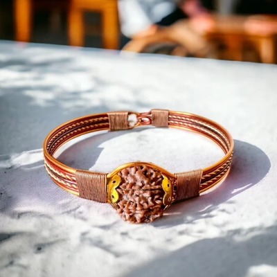 印度瑜伽者佩戴七面子Rudraksha铜金刚菩提手链手镯