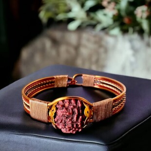 印度9面子手工铜Rudraksha金刚菩提手链手镯 消除恐惧焦虑