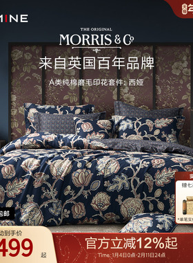 MINE/寐Morris&Co长绒棉纯棉全棉双面磨毛四件套高级床单 西娅