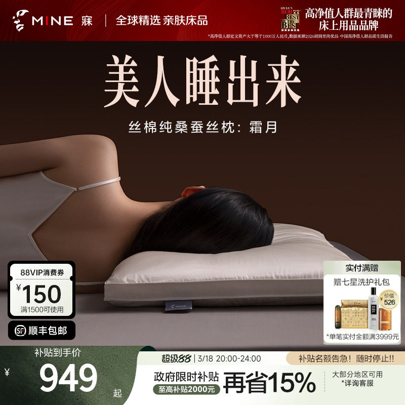 MINE/寐高级丝棉100%桑蚕丝枕头单人枕四季蚕丝枕芯新年送礼 霜月