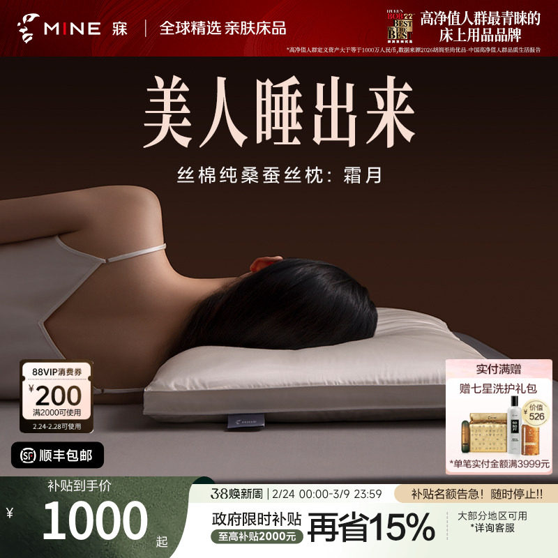 MINE/寐高级丝棉100%桑蚕丝枕头单人枕四季蚕丝枕芯新年送礼 霜月