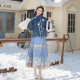 明制日常汉服立领改良马面裙秋冬女套装 无衣饮羽 冰雪小熊 加厚