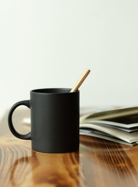 黑色磨砂马克杯定制logo质感挂耳咖啡杯学生水杯刻字牛奶杯早餐杯