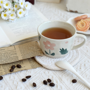 牛奶早餐杯 高颜值陶瓷马克杯咖啡杯家用水杯好看 复古小花花