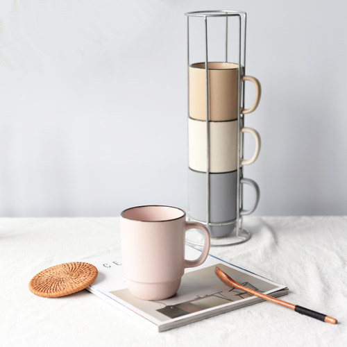 家用水杯可叠放陶瓷马克杯