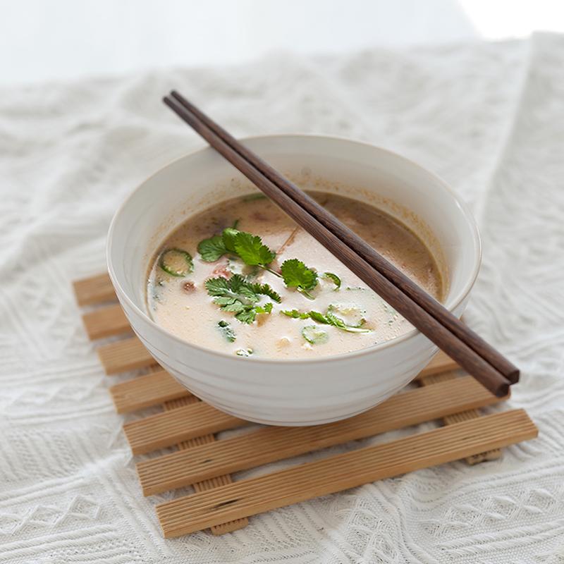 北欧简约纯色螺纹面碗