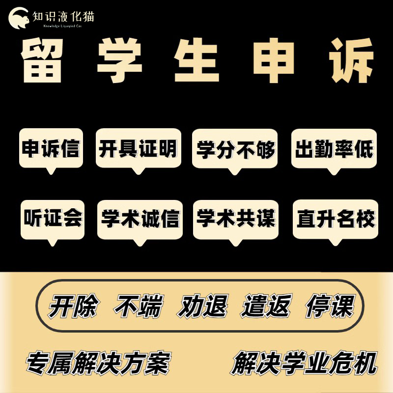 留学生学术不端申诉挂科改分劝退重修补考共谋抄袭论文延期解释信