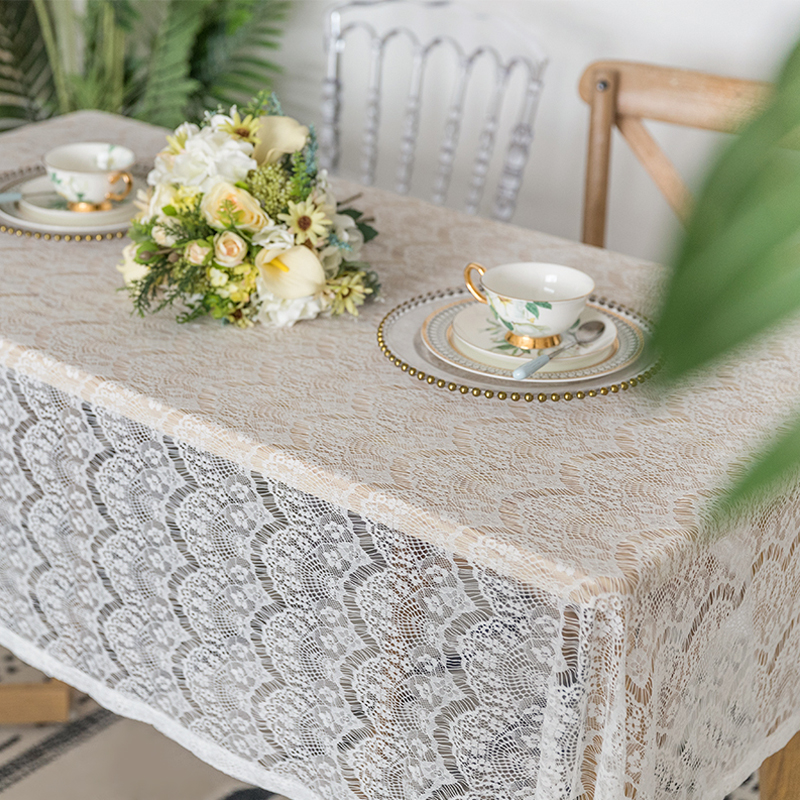 白色法式镂空蕾丝长方形韩式田园小清新床头柜咖啡馆茶几盖巾桌布