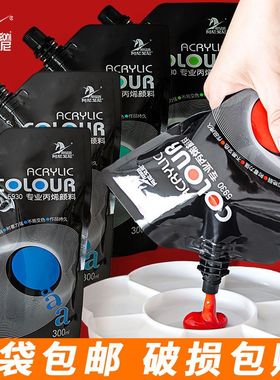 【5袋装】阿尼戈尼丙烯颜料袋装便捷式防水防晒不掉色无毒儿童美术生diy石头画手绘墙绘颜料涂鸦100ml300ml