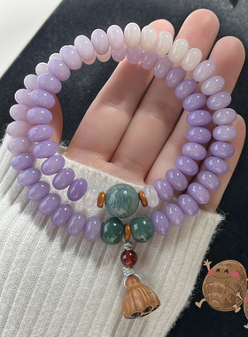 香芋紫渐变天然菩提手串男女双圈