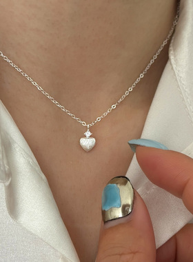 新款925纯银小巧精致爱心项链女