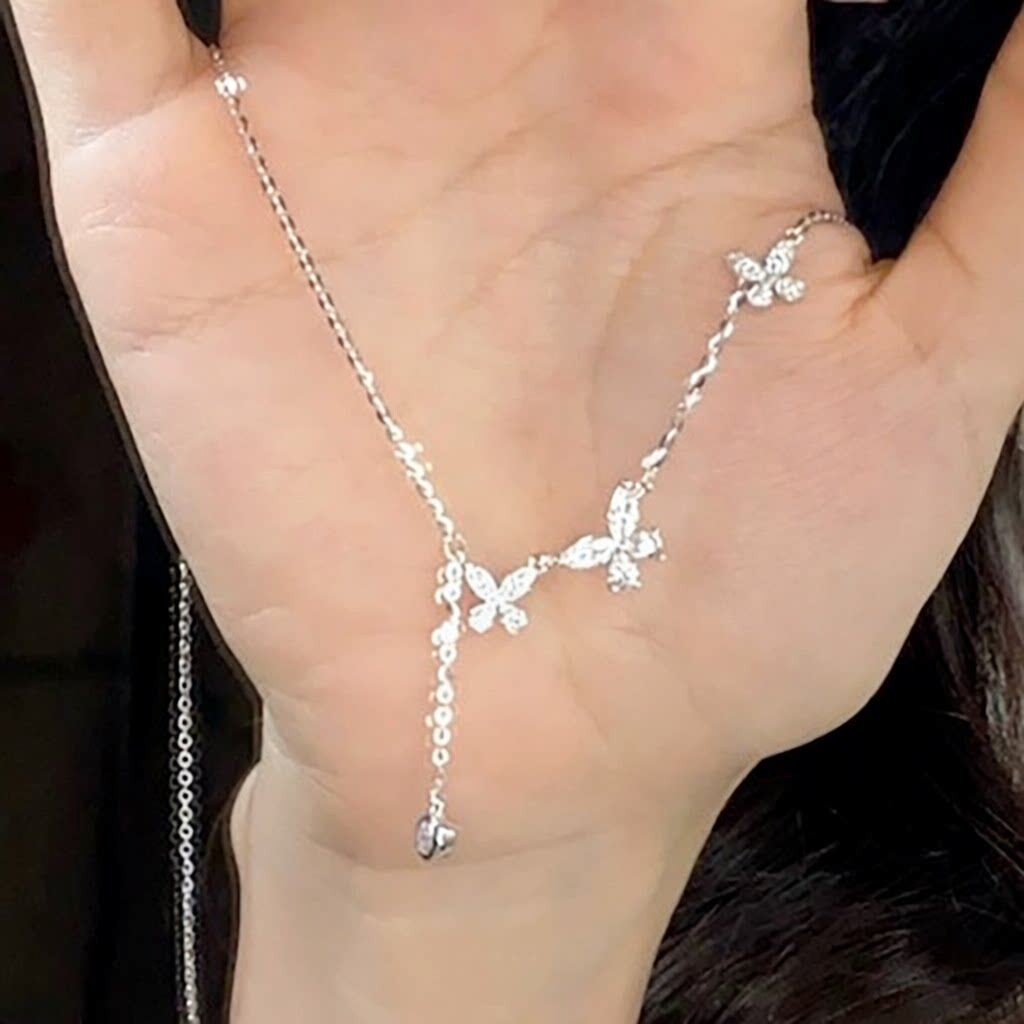 蝴蝶流苏项链女小众个性日韩时尚