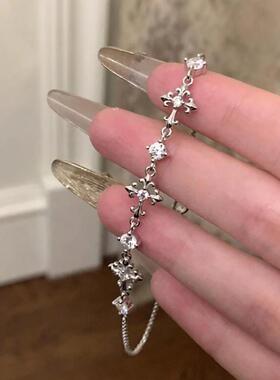银色鸢尾花十字架手链新款冷淡风