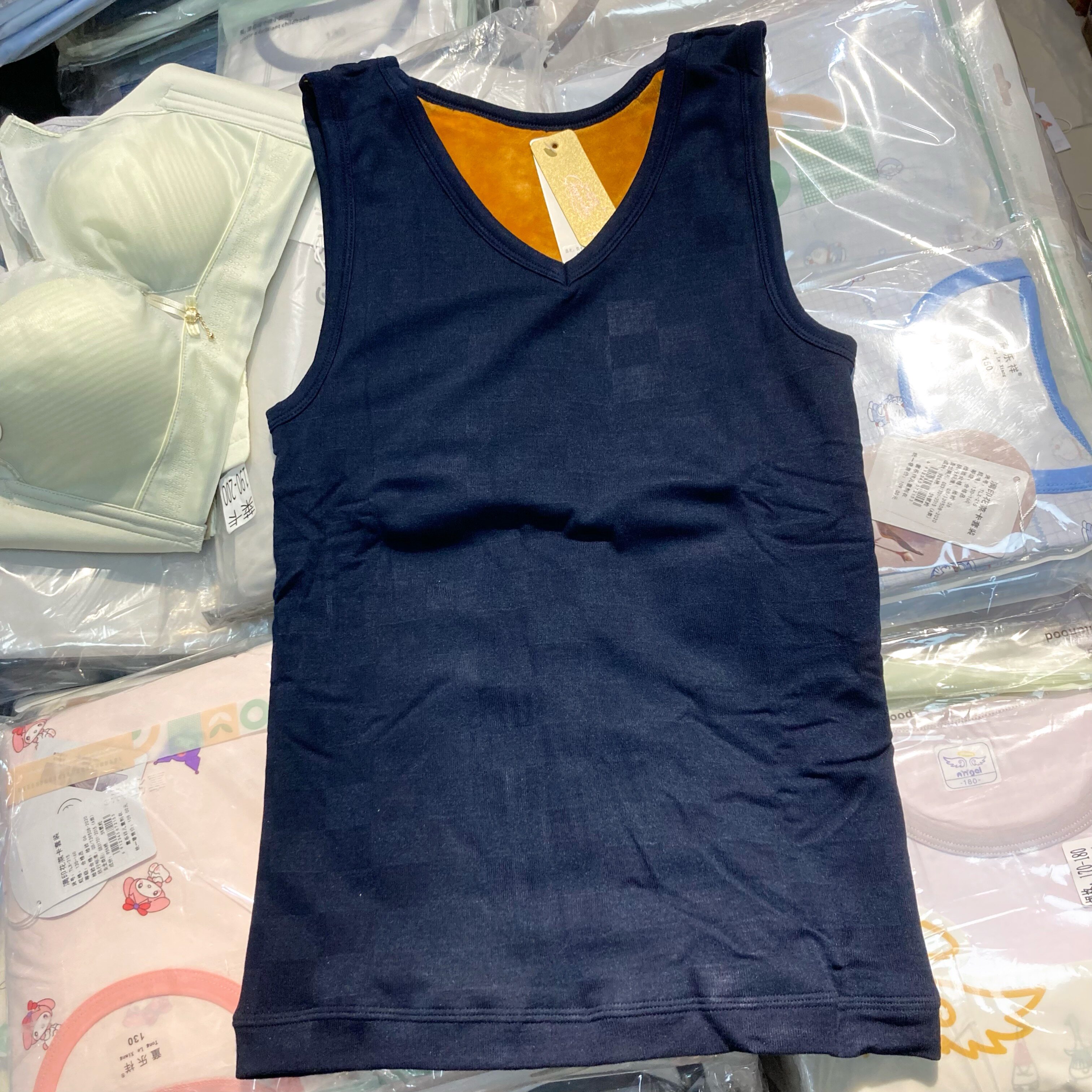 新款男士V领保暖背心加绒加厚无痕无袖坎肩背心男款秋冬季防风