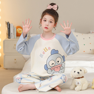 女童睡衣春秋新款卡通小丑鱼公主风儿童中大童家居服套装可外穿