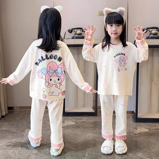 公主风女童中大童外穿家居服套装 长袖 新款 儿童睡衣女孩春秋季