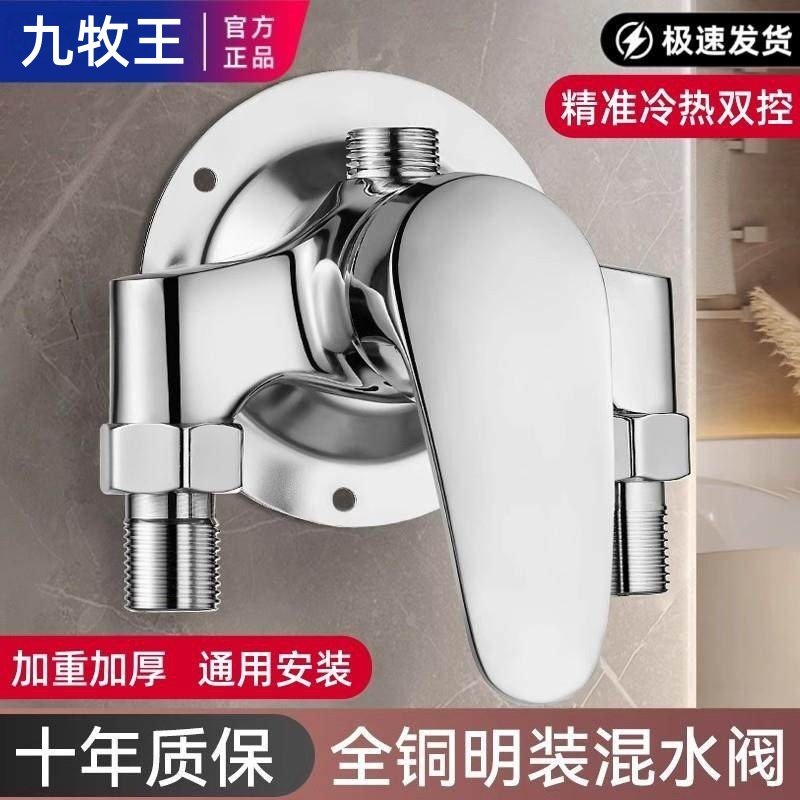 九牧王全铜明装混水阀冷热淋浴水龙头混合阀淋浴花洒套装洗澡浴室