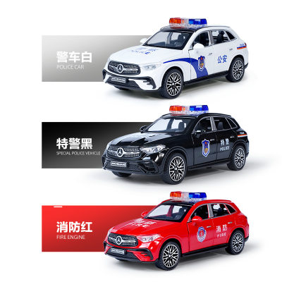 大奔GLC400E合金警车模型1/32回力声光玩具汽车模型仿真越野车