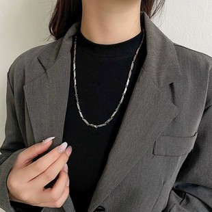 2023钛钢高级菱形刻五角星锁骨链男项链简约项链男潮时尚 潮百搭in