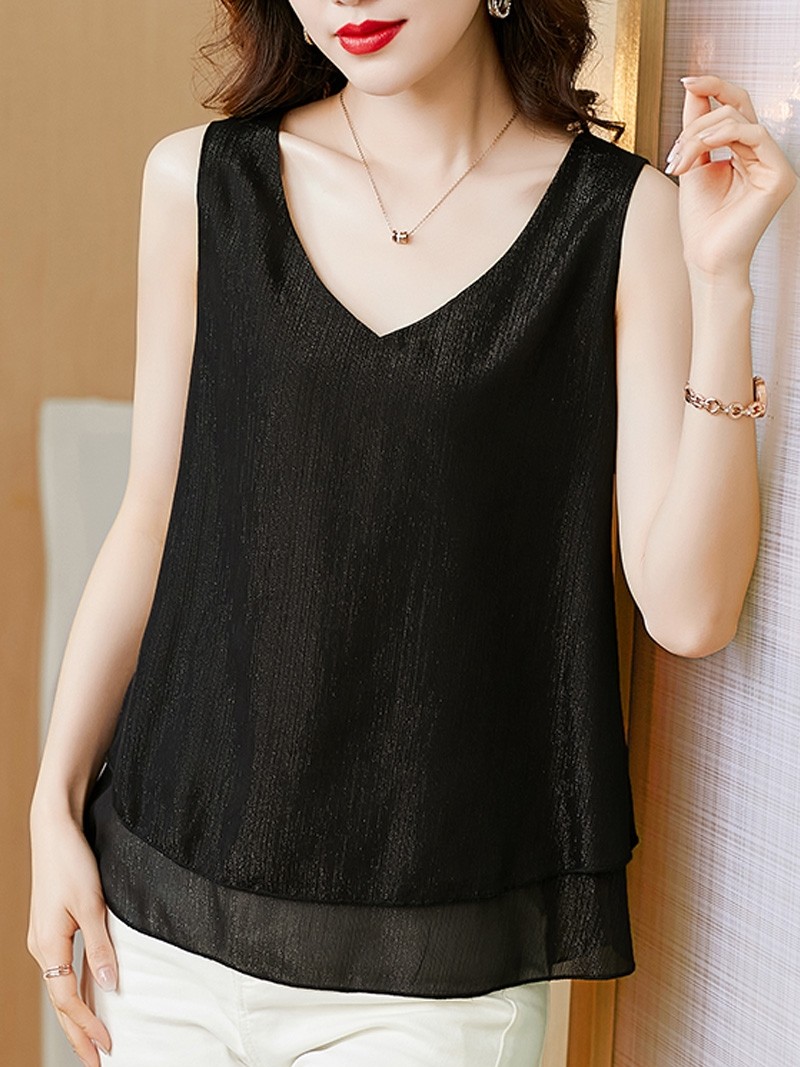 黑色雪纺吊带背心女内搭春夏新款打底衫大码胖mm显瘦宽松外穿上衣