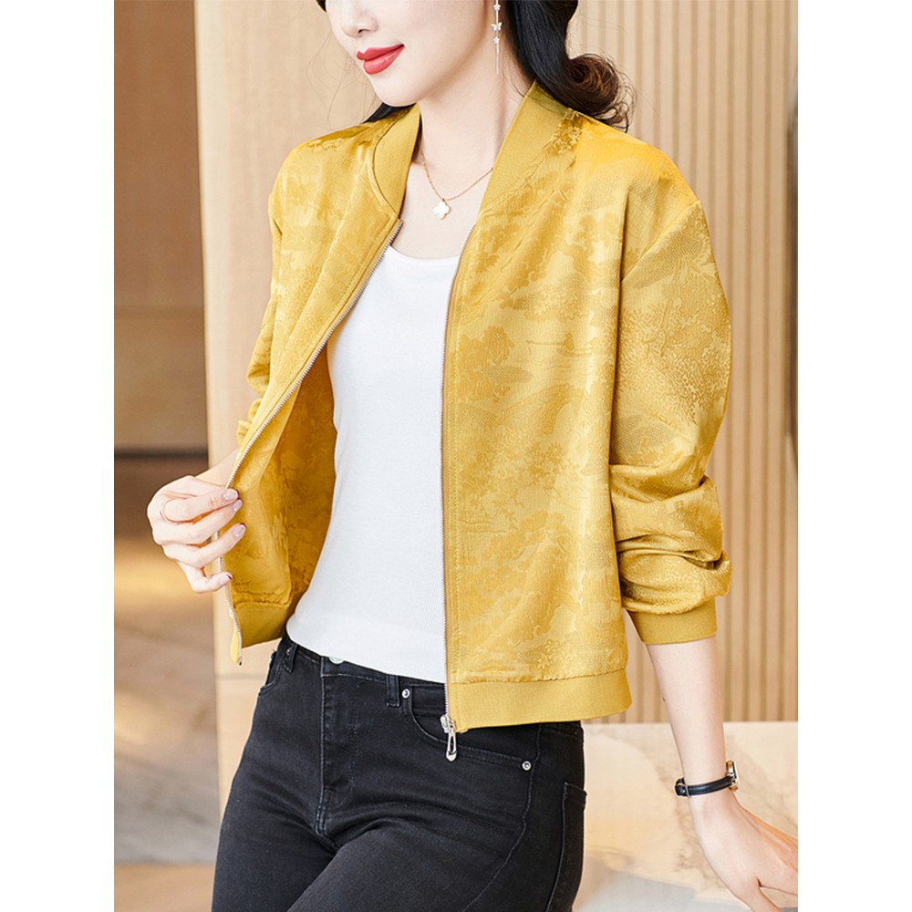高端提花棒球服外套女2025新款