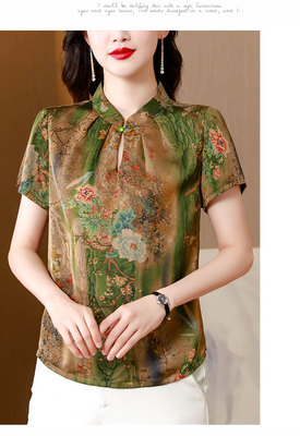 新中式旗袍短袖女t恤夏202