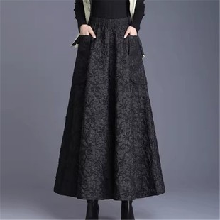 裙裤女秋装2025新款秋季今年流行的爆款裤子提花大摆裤妈妈阔腿裤