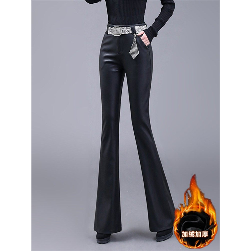 黑色哑光pu皮裤女2026秋冬季新款加绒保暖微喇裤高腰紧身马蹄长裤,女装/女士精品,休闲裤,淘宝优惠券,粉丝福利购,淘宝优惠卷