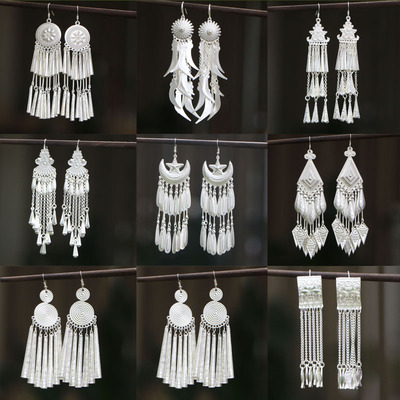 其他民族风合金女银色彝族耳环