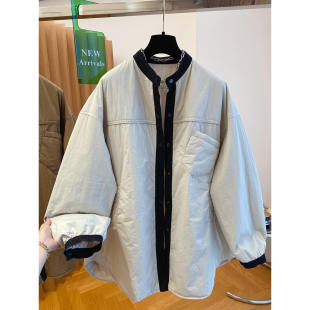 宽松大版 2025新款 夹棉外套潮 中长款 欧货设计感小众轻薄棉服女冬季