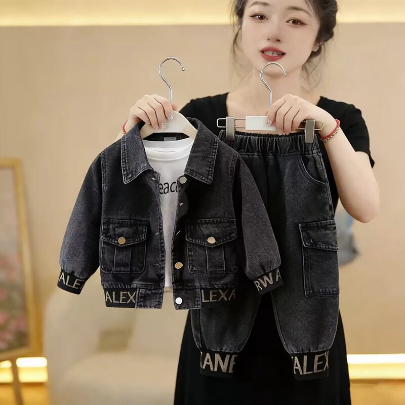 儿童春秋装套装男女童衣服帅气婴儿童休闲小童牛仔外套韩版二件套