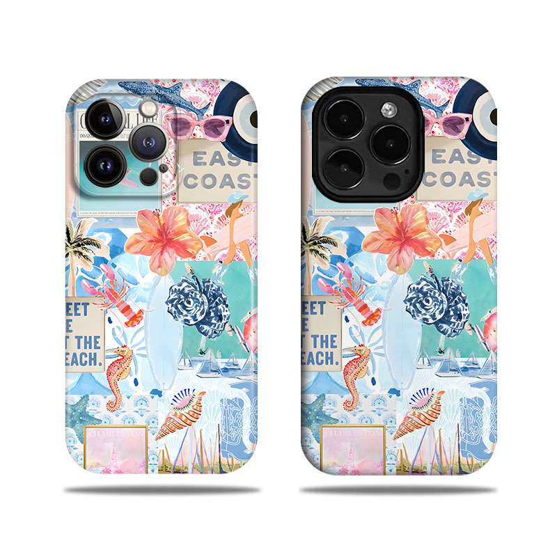 海滨风情拼贴画菲林手机壳适用苹果iphone16promax华为IQOOZ10turbo一加ace2一加12iPhone16emate40pro红米K7