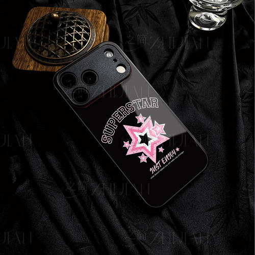 Superstar粉星磁吸磨砂黑框电镀玻璃手机壳适用苹果iphone17promax华为OPPORENO6PRO1加ACE5至尊版MATE40PROP