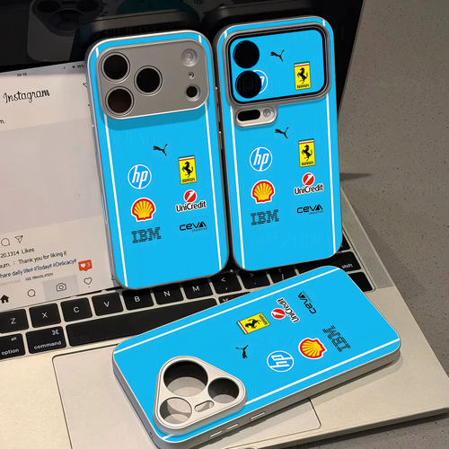 法拉利赞助商磁吸磨砂黑框电镀玻璃手机壳适用苹果iphone17promax华为OPPOFINDX8SPLUS荣耀MAGIC6PROIQOONEO8
