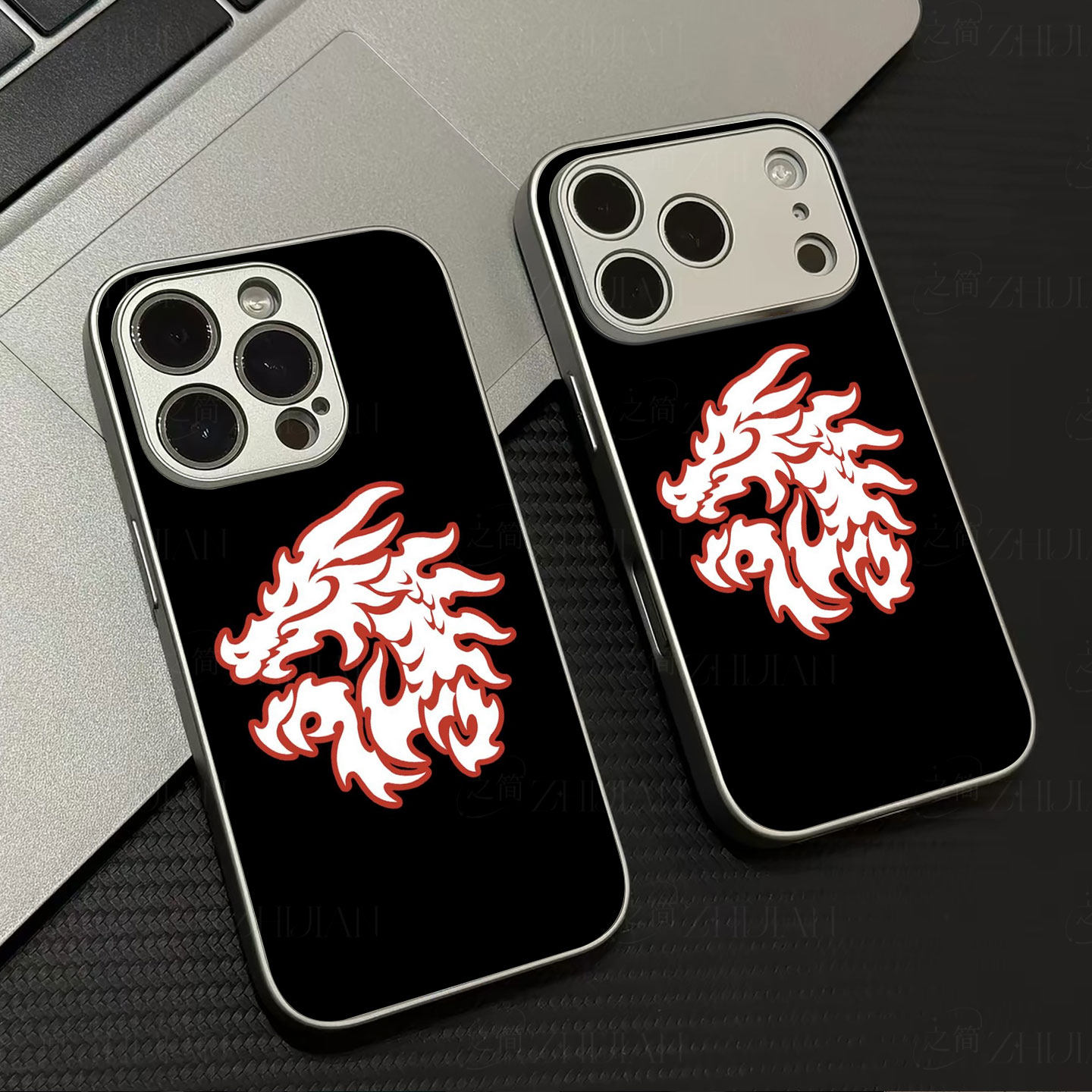 红龙纹磁吸磨砂黑框电镀玻璃手机壳适用苹果iphone17promax华为OPPORENO7SEVIVOS30PROMINIIQOO15VIVOX300S